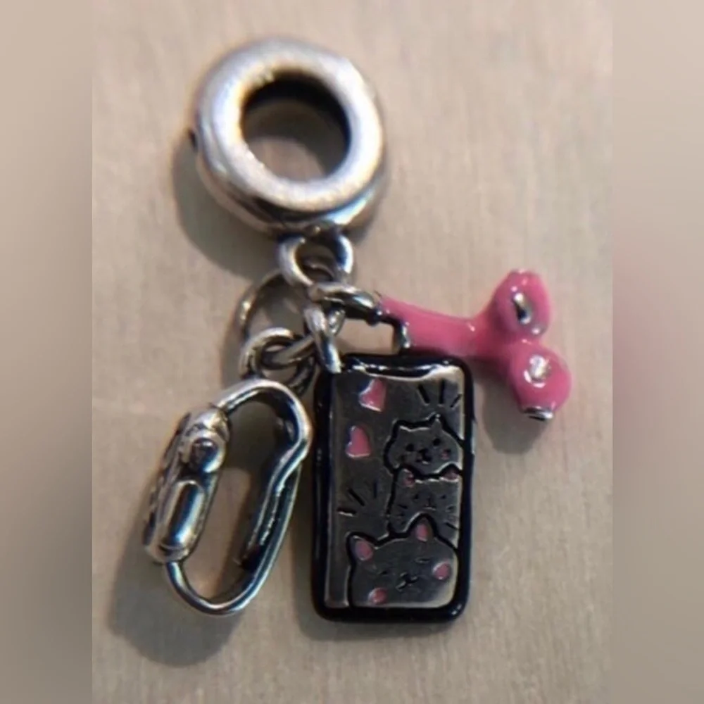 Triple Dangle IPhone, AirPods, Apple Watch Charm For Pandora Braclet Sil…